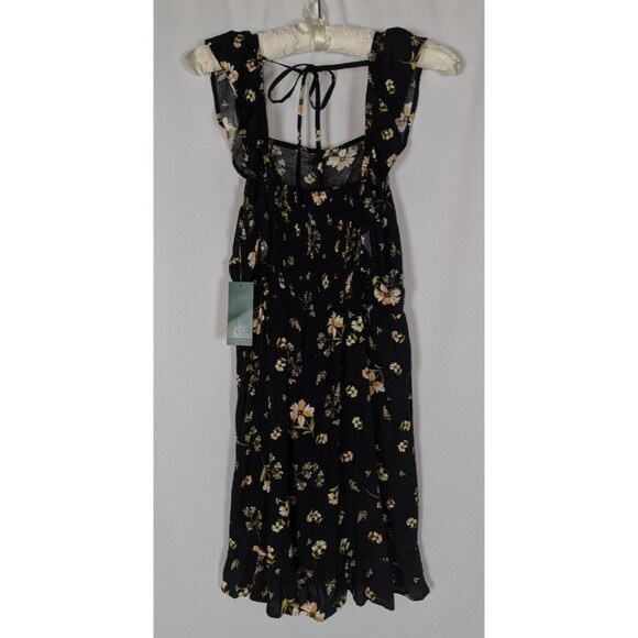 NWT Wild Fable Dress S Women's Black Floral Floral Ruffle Apron Front Sundress - Picture 3 of 7